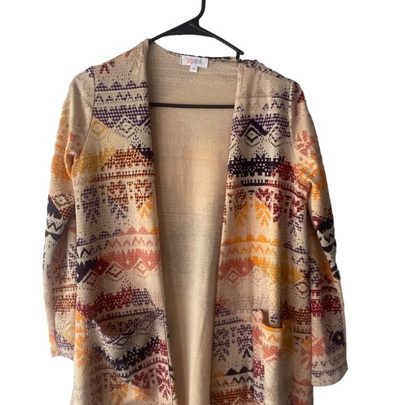 LulaRoe Women's Size Small Aztec Multicolored Duster Open Front Cardigan Sweater - Picture 2 of 8